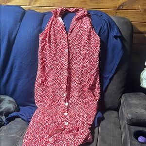 Red Polka Dot High Low Dress